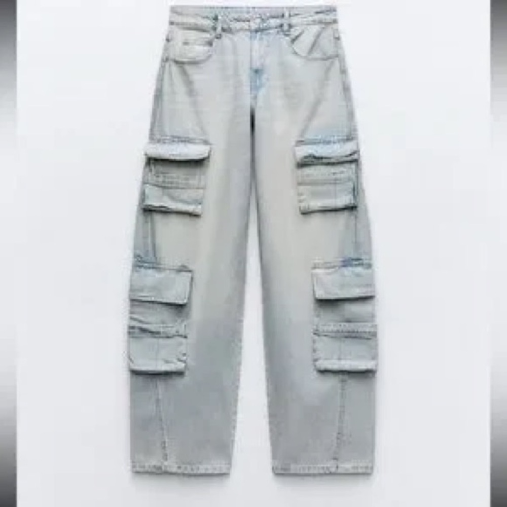 NWT Zara Cargo Wide Leg Jeans